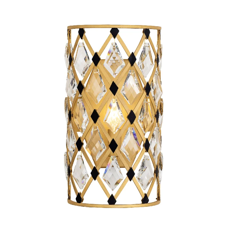 ceramic wall lamps with hand - painted designs for an artistic touchWindsor 345W01FGMB 1-Light Wall Sconce - French Gold/Matte Black