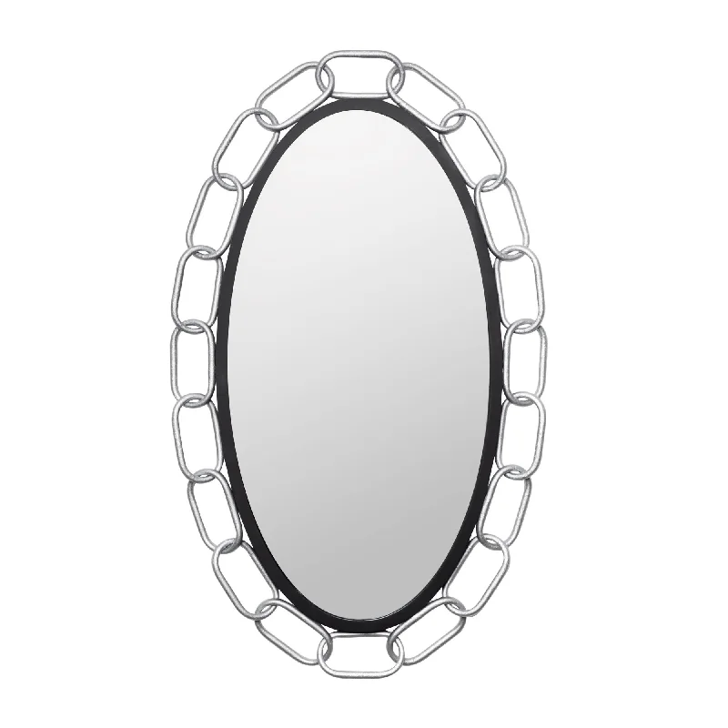 Chains of Love 444MI24MBTS 24-Inch Oval Mirror - Matte Black/Textured Silver