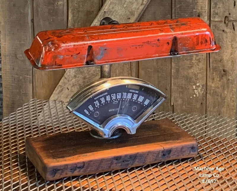 Industrial Lighting for Automotive Manufacturing PlantsSteampunk Industrial / Antique 1956 Chevy Bel Air Dash / Automotive  / Valve Cover / Hot rod / Lamp #2652