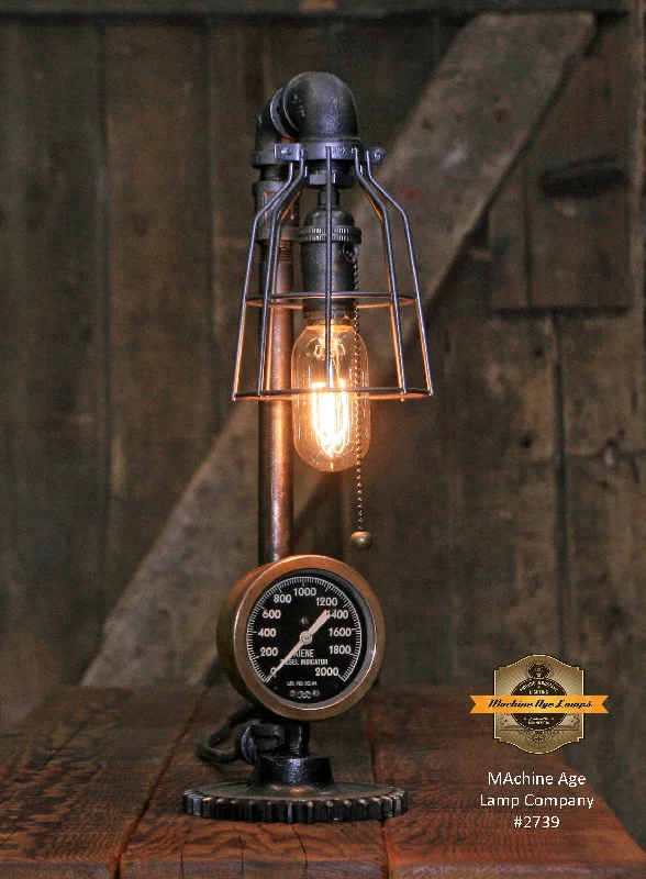 Industrial Lighting for Food Processing FactoriesSteampunk Industrial / Antique Steam Gauge / Diesel Locomotive Train / Gear / Lamp #2739