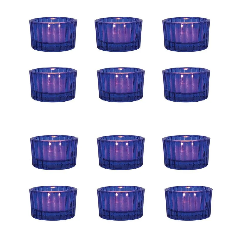 Edison light bulbs with a matte glass finishCobalt Blue Cleo Colored Glass Tealight Holder, Set of 12