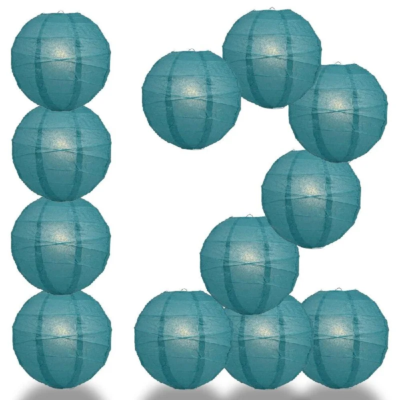 Dimmable LED Edison globe light bulbsBULK PACK (12) 36" Tahiti Teal Round Paper Lantern, Crisscross Ribbing, Chinese Hanging Wedding & Party Decoration