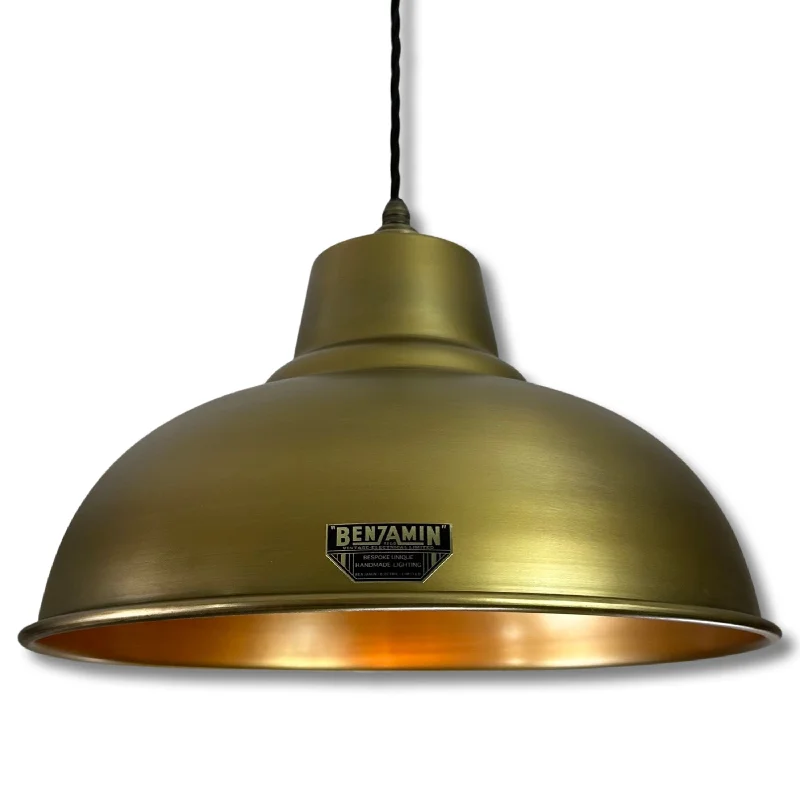 Industrial Lighting for Textile MillsSalthouse XL ~ Antique Brass Dome Lampshade Pendant Ceiling Light ~ 14.5 Inch