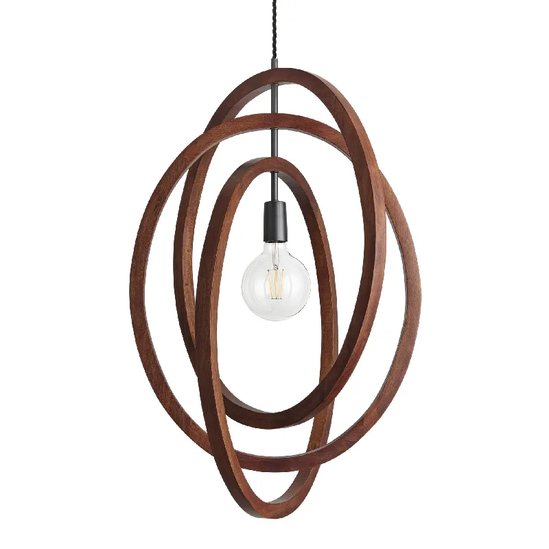 E26 Edison light bulbs with warm glowWooden Geometric Ceiling Pendant Light - 20 inch - Oval