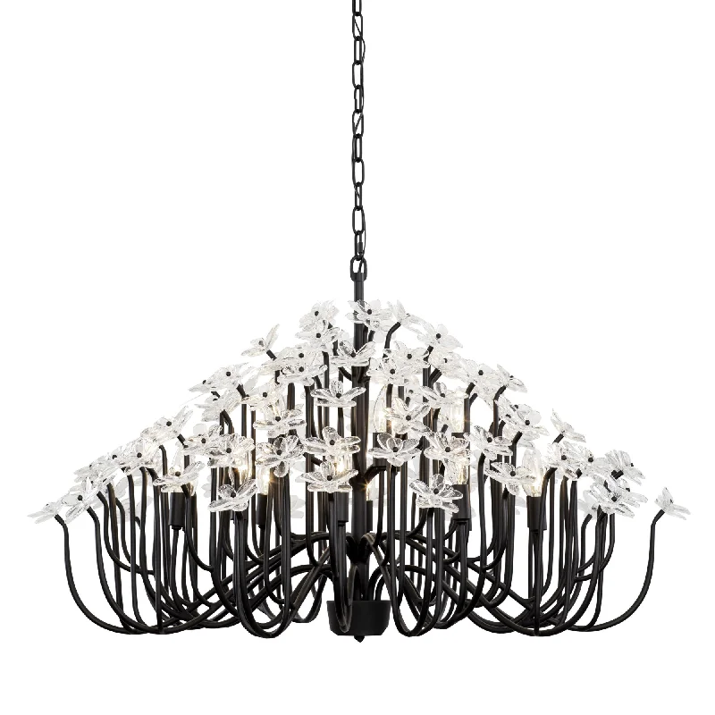 Chandeliers with Frosted Glass for a Softer Light DiffusionWildflower 378C15MB 15-Light Chandelier - Matte Black