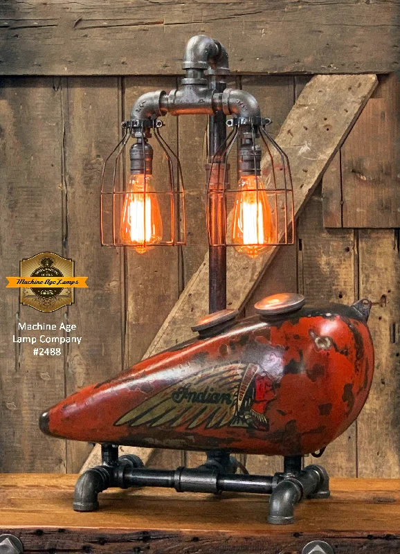 Industrial Lighting for Woodworking FactoriesSteampunk Industrial / 1930’s Indian Scout Gas Tank Lamp / Motorcycle Lamp #2488 sold