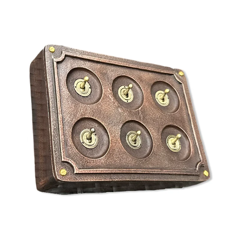 Low - Bay Industrial Lighting Fixtures for Small Factories6 Gang 2 Way Antique Copper Solid Cast Metal Conduit Light Switch Industrial - BS EN Vintage Crabtree 1950’s Style