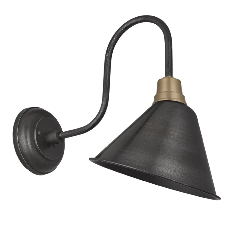 Oval shaped Edison light bulbsSwan Neck Cone Wall Light - 8 Inch