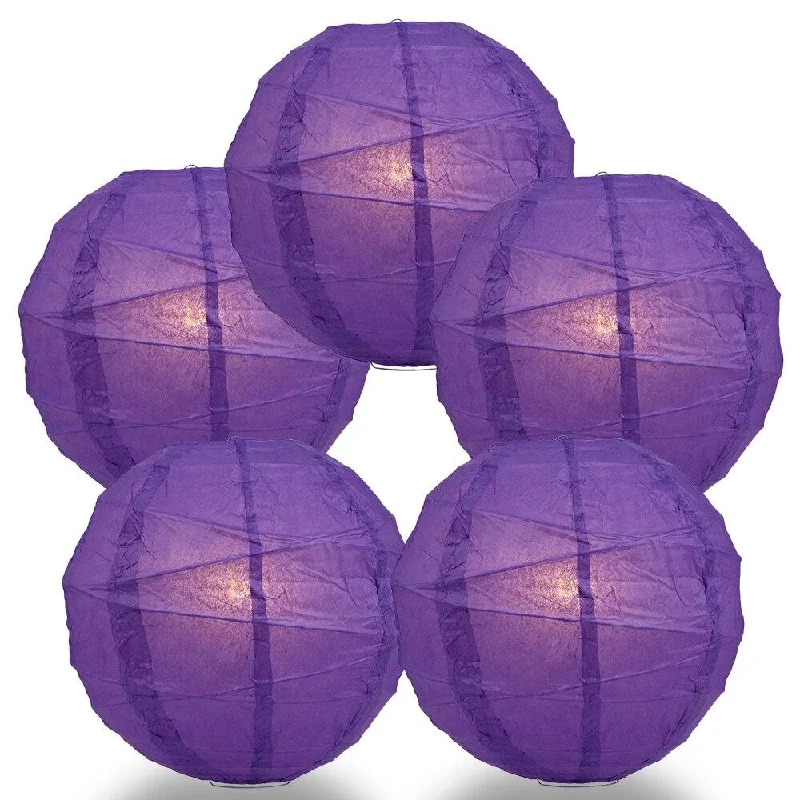 Squirrel cage filament Edison light bulbs5-PACK 36" Royal Purple Round Paper Lantern, Crisscross Ribbing, Chinese Hanging Wedding & Party Decoration