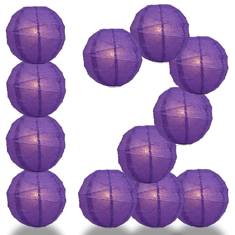 Edison globe light bulbsBULK PACK (12) 36" Royal Purple Round Paper Lantern, Crisscross Ribbing, Chinese Hanging Wedding & Party Decoration