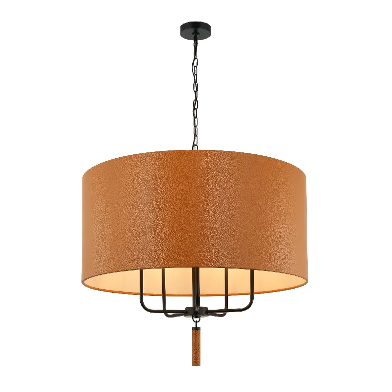 Secret Agent 368P05BLC 5-Light Pendant Light - Black/Camel Leather