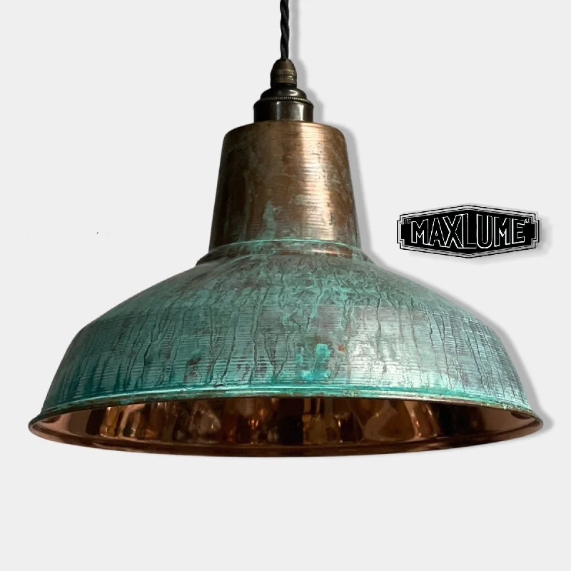 Durable Industrial Lighting for Harsh EnvironmentsFilby ~ Solid Copper Verdigris Patina Reflector Shade Pendant Set Light | Ceiling Dining Room | Kitchen Table | Vintage Bulb | 12.5 Inch