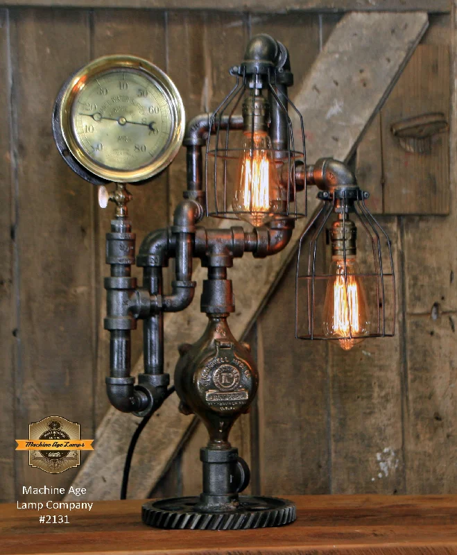 Industrial Lighting for Automotive Manufacturing PlantsSteampunk Industrial Machine Age Lamp / Steam Gauge /  Lamp #2131