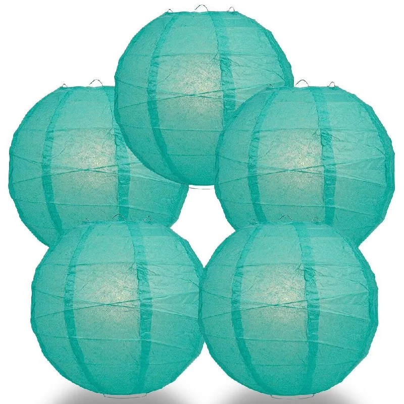 Edison light bulbs for commercial spaces5-PACK 36" Teal Green Round Paper Lantern, Crisscross Ribbing, Chinese Hanging Wedding & Party Decoration