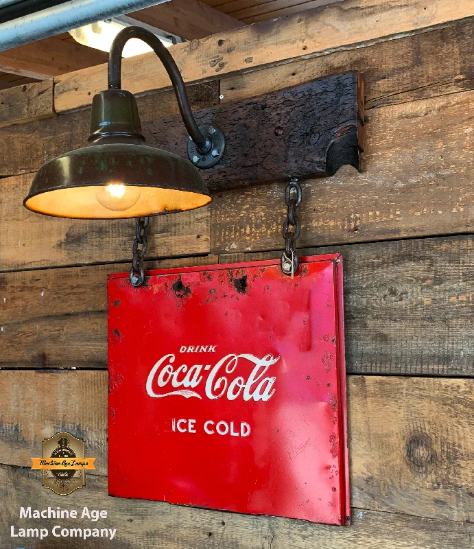 Dust - Resistant Industrial Lighting for Dirty WorkspacesSteampunk Industrial Wall Sconce / Antique Coke Cooler Sign  / Lamp #2730