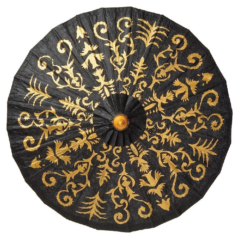 Oval shaped Edison light bulbsBlack 28 Inch Gilded Henna Design Mulberry Paper Parasol