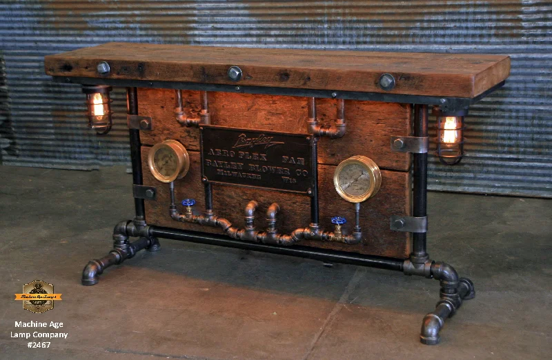 High - Bay LED Industrial Lighting for WarehousesSteampunk Industrial / Barn Wood / Table / Console / Bar / Lighted / Table #2467