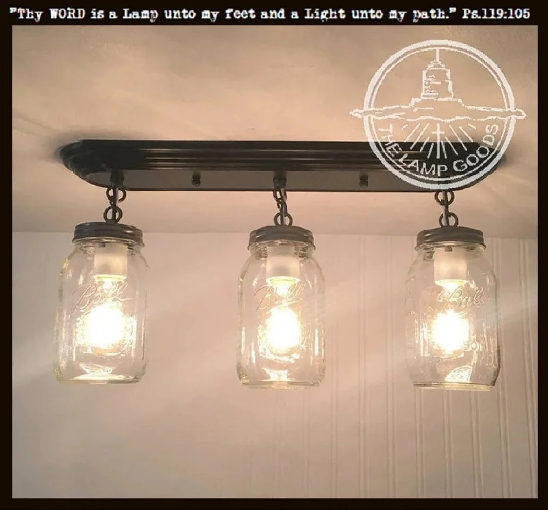 Edison light bulbs for commercial spacesMason Jar LIGHT FIXTURE Rectangular Chain Trio