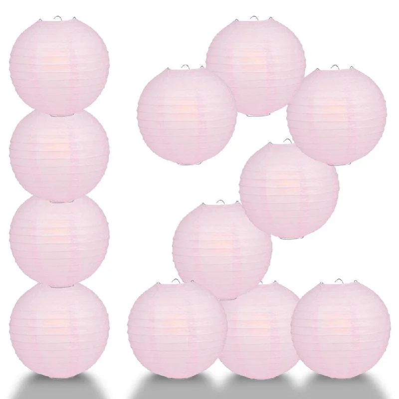 Daylight white Edison light bulbsBULK PACK (12) 42" Pink Round Paper Lantern, Even Ribbing, Chinese Hanging Wedding & Party Decoration