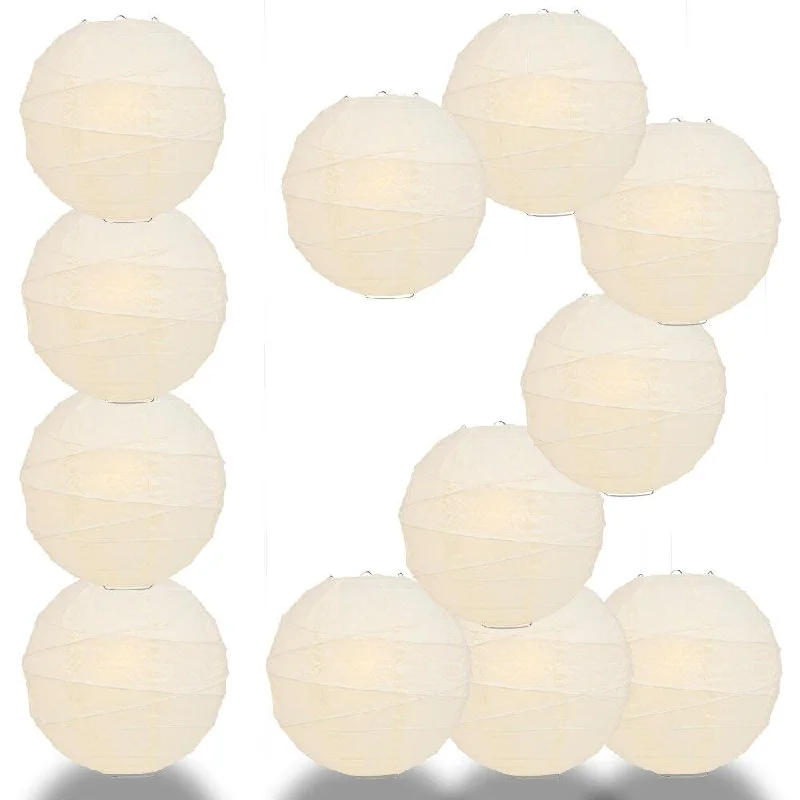 Edison light bulbs for barn lightingBULK PACK (12) 36" Ivory Round Paper Lantern, Crisscross Ribbing, Chinese Hanging Wedding & Party Decoration