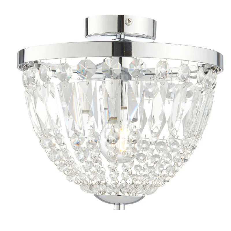 Track lighting for updating office lobbiesElona Bathroom Flush Ceiling Light IP44 - Chrome & Crystal