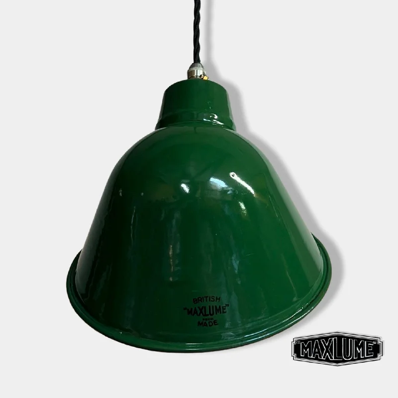 Durable Industrial Lighting for Harsh EnvironmentsMaxlume 1920s Green Industrial Parabolic Angled Shade Pendant Set Light