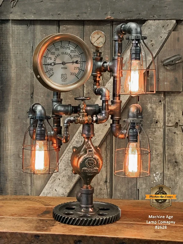 Energy - Efficient Industrial Lighting for Cost - SavingsSteampunk Industrial / Machine Age Lamp / Antique Steam Gauge  / General Electric / Lamp #2628 sold