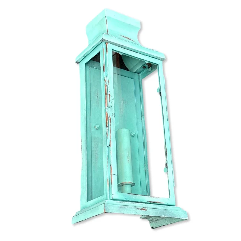 Industrial Lighting with High CRI (Color Rendering Index) for True Color PerceptionReedham ~ Verdigris Flush Lantern Wall Sconce Light