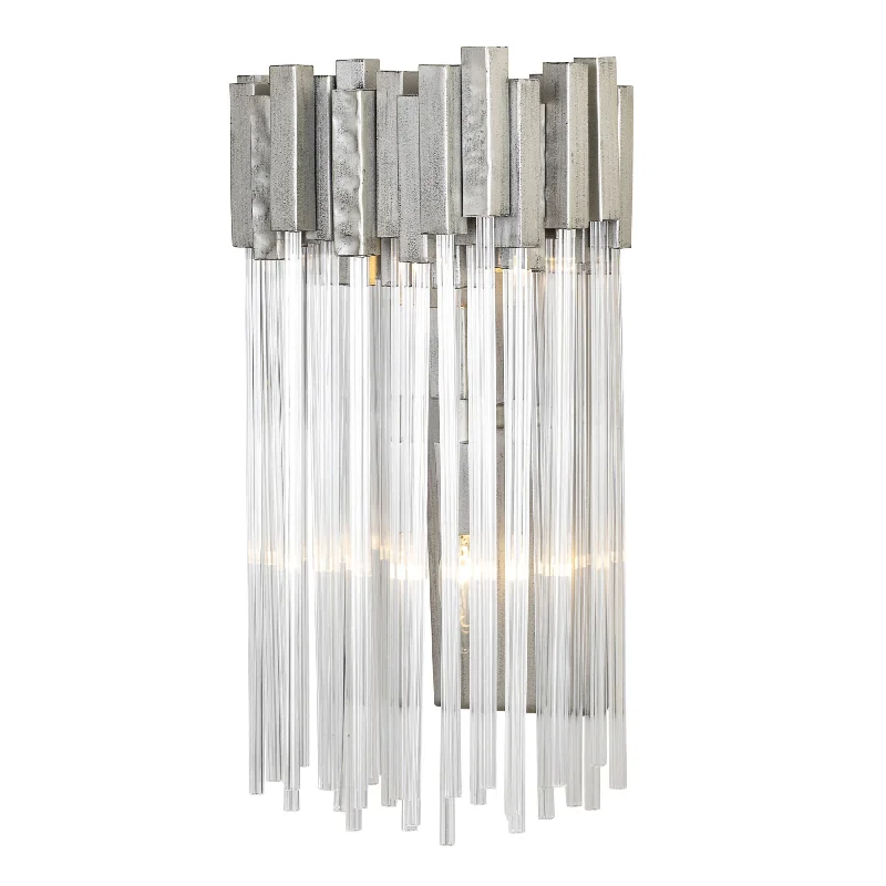 bohemian wall lamps with colorful glass for an eclectic hallwayMatrix 309W02RN 2-Light Wall Sconce - Rainy Night