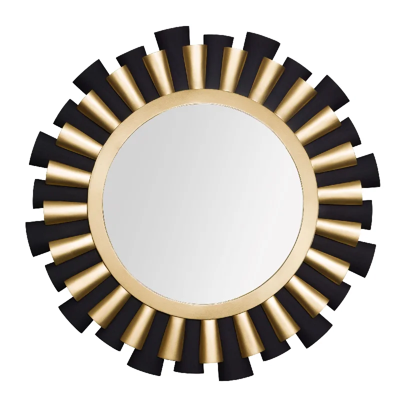 Daphne 372MI36MBFG 36-Inch Round Mirror - Matte Black/French Gold