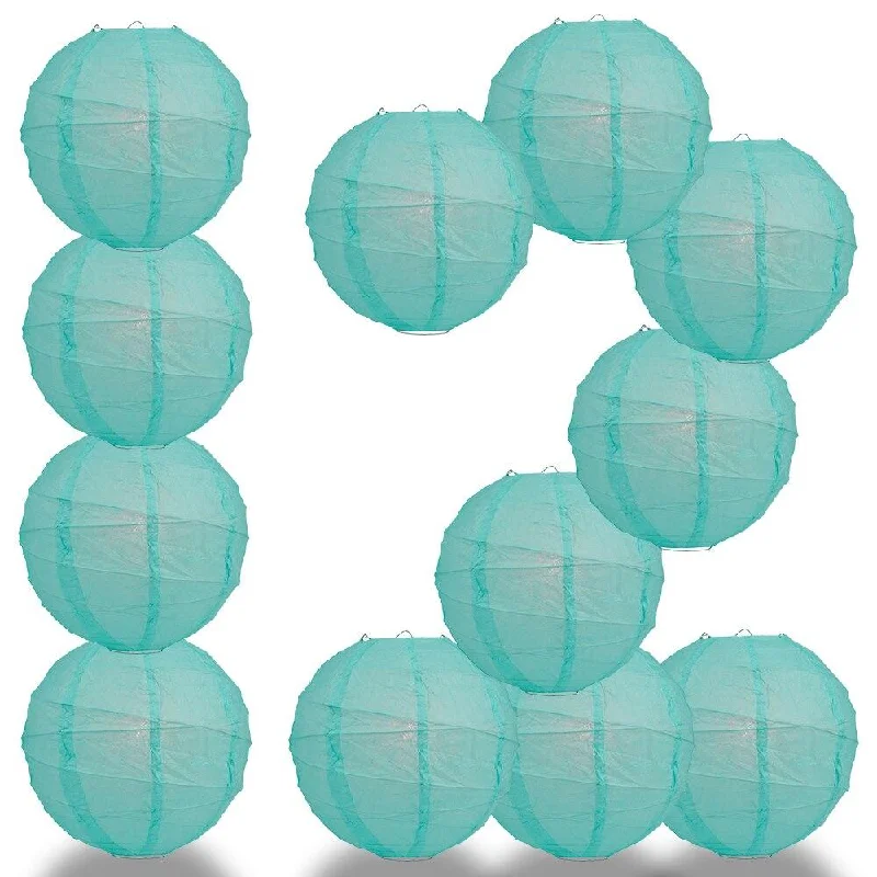 Edison light bulbs with a matte glass finishBULK PACK (12) 32" Water Blue Round Paper Lantern, Crisscross Ribbing, Chinese Hanging Wedding & Party Decoration