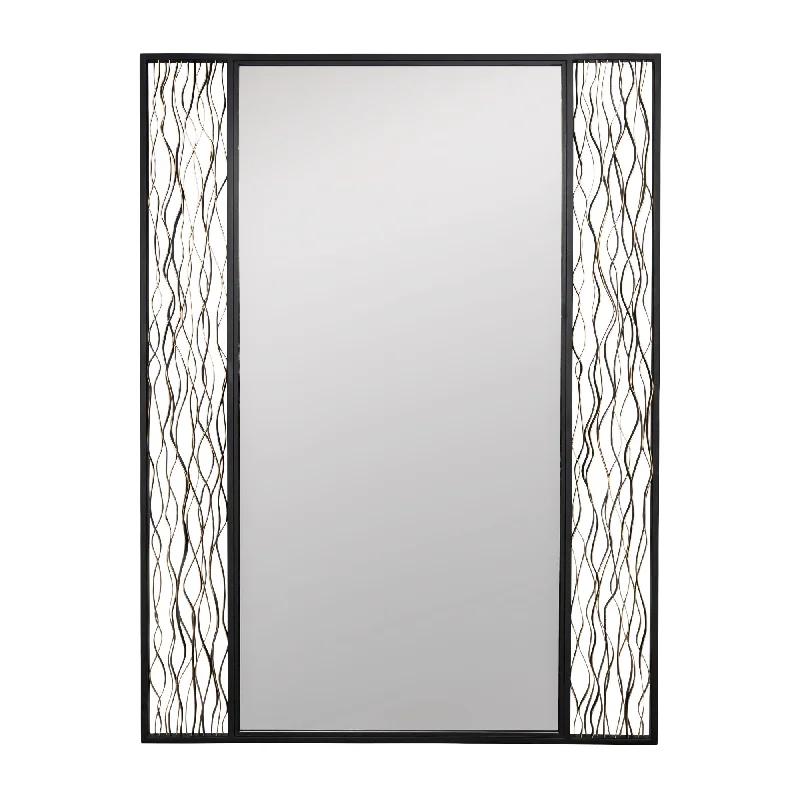 Estela 380MI30BMBFG 30-Inch Rectangular Mirror - Matte Black/French Gold