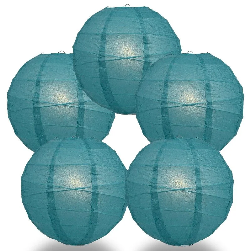 Edison light bulbs with copper bases5-PACK 36" Tahiti Teal Round Paper Lantern, Crisscross Ribbing, Chinese Hanging Wedding & Party Decoration