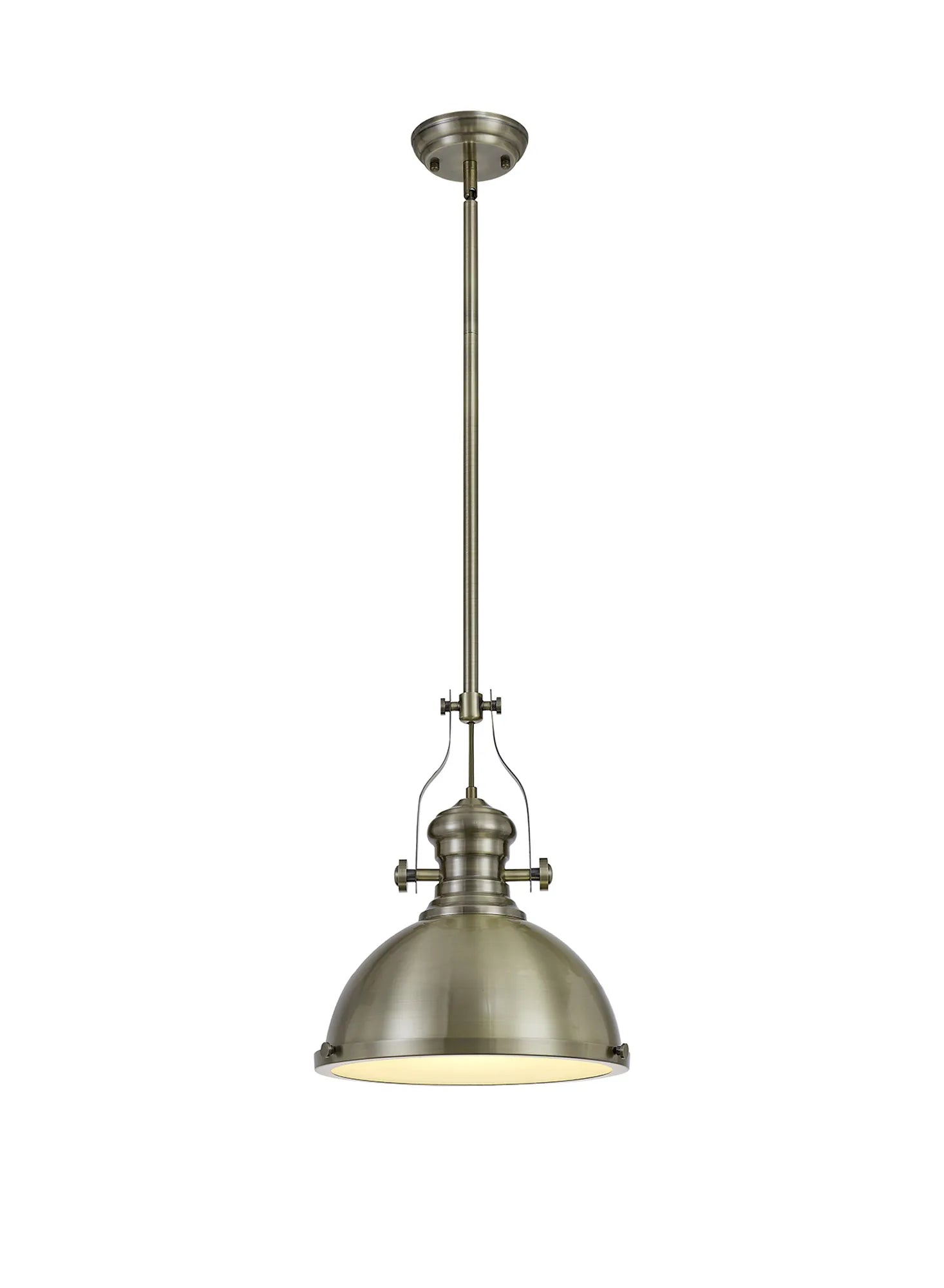 Wireless track lighting for easy installationLumi Multi Height Pendant, Antique Brass/Frosted Glass