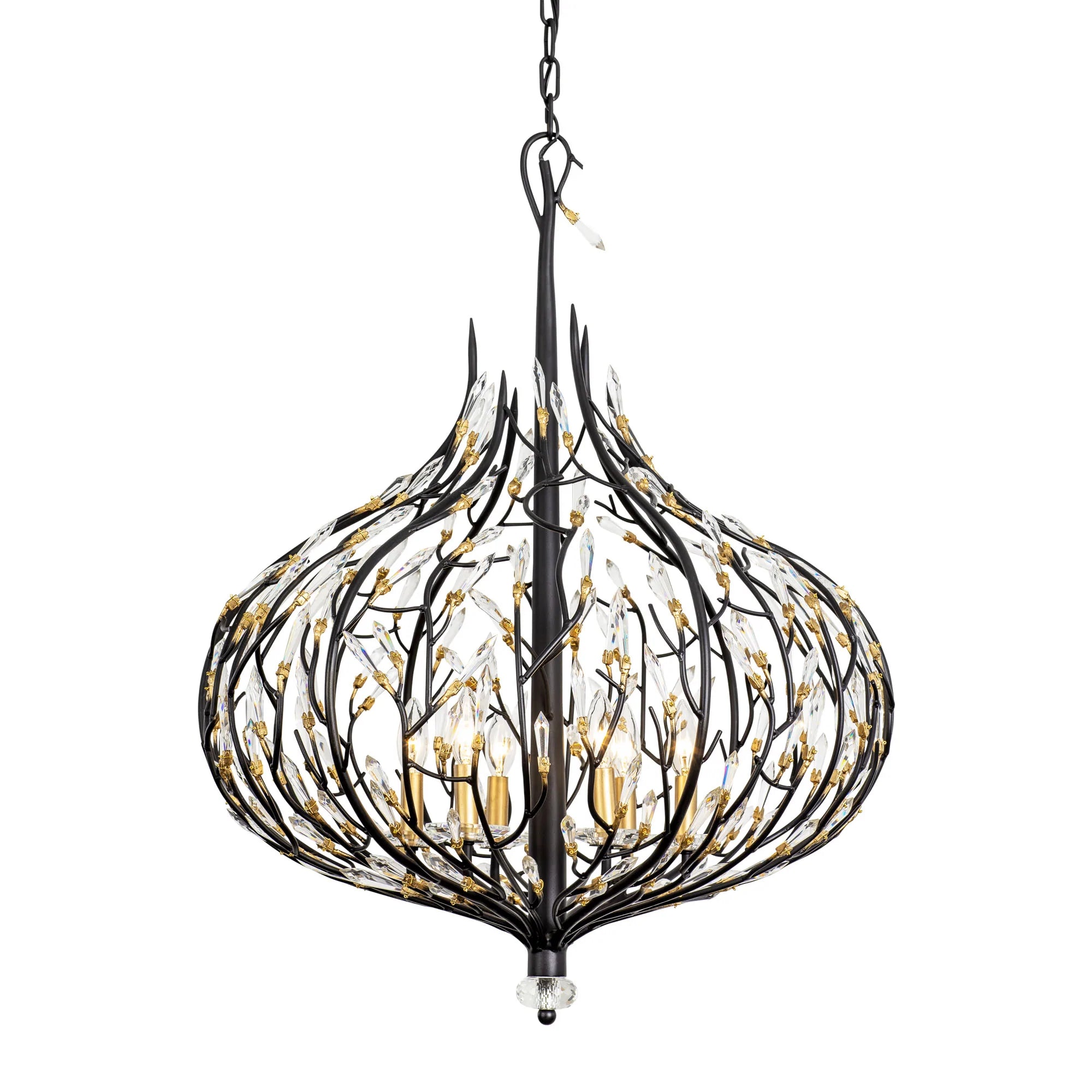 Bask 271P06MBFG 6-Light Crystal Pendant Light - Matte Black/French Gold