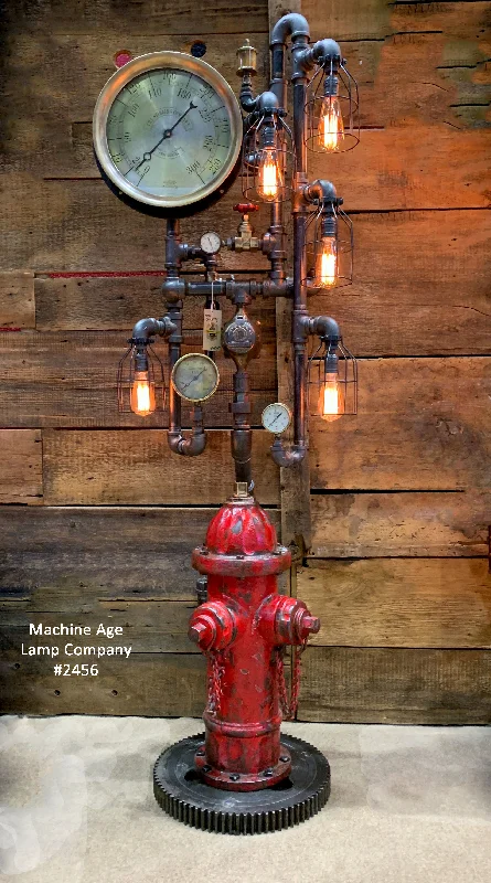 Industrial Area Lighting for Large Open SpacesSteampunk Industrial Fire Hydrant, Steam Gauge Floor Lamp #2456