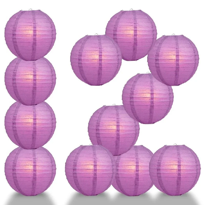 CSA certified Edison light bulbsBULK PACK (12) 42" Violet / Orchid Round Paper Lantern, Even Ribbing, Chinese Hanging Wedding & Party Decoration