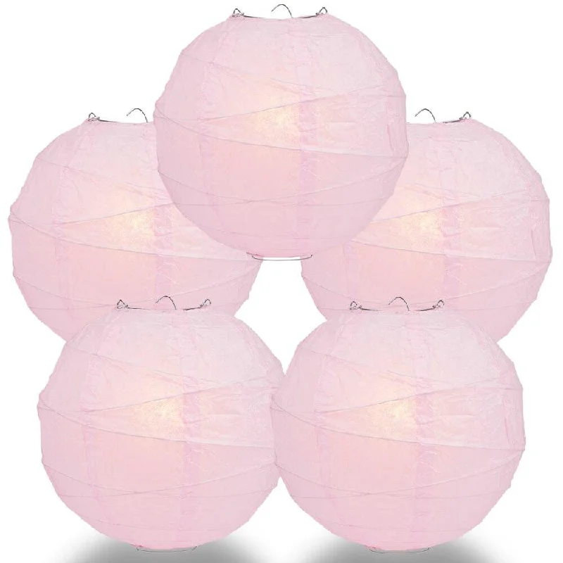 Filament style LED Edison light bulbs5-PACK 36" Pink Round Paper Lantern, Crisscross Ribbing, Chinese Hanging Wedding & Party Decoration