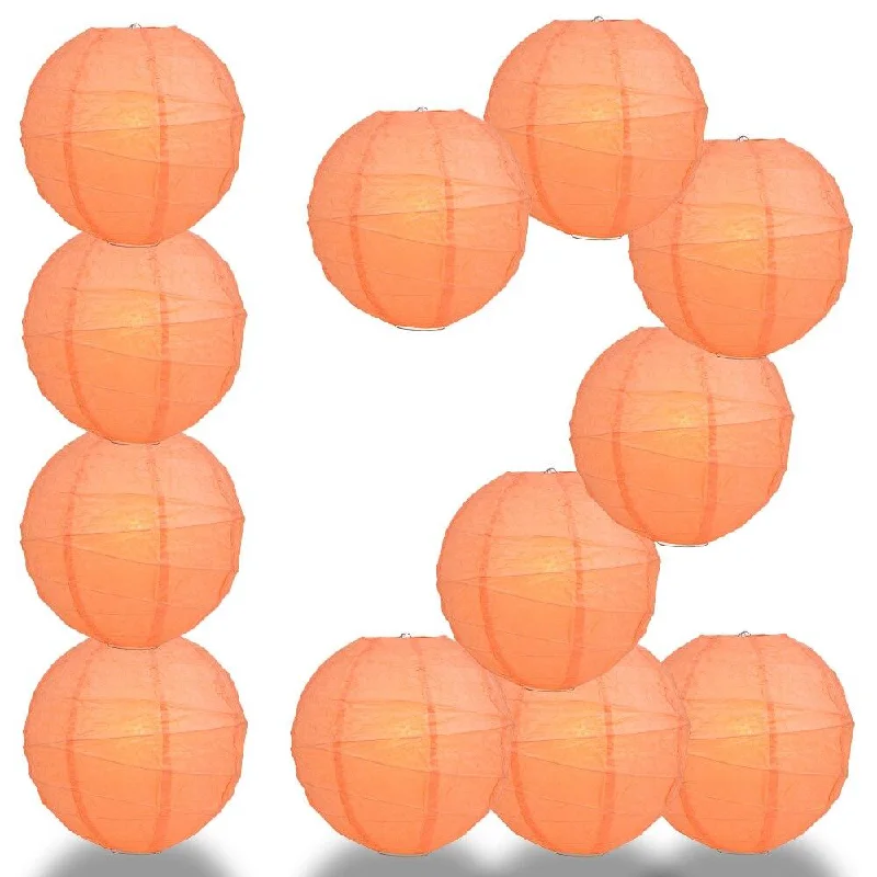 Outdoor rated Edison light bulbsBULK PACK (12) 36" Peach / Orange Coral Round Paper Lantern, Crisscross Ribbing, Chinese Hanging Wedding & Party Decoration