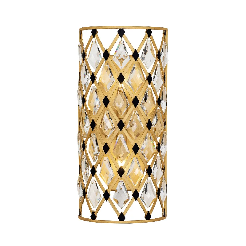 coastal style wall lamps with nautical elements for beachfront homesWindsor 345W02SFGMB 2-Light Wall Sconce - French Gold/Matte Black