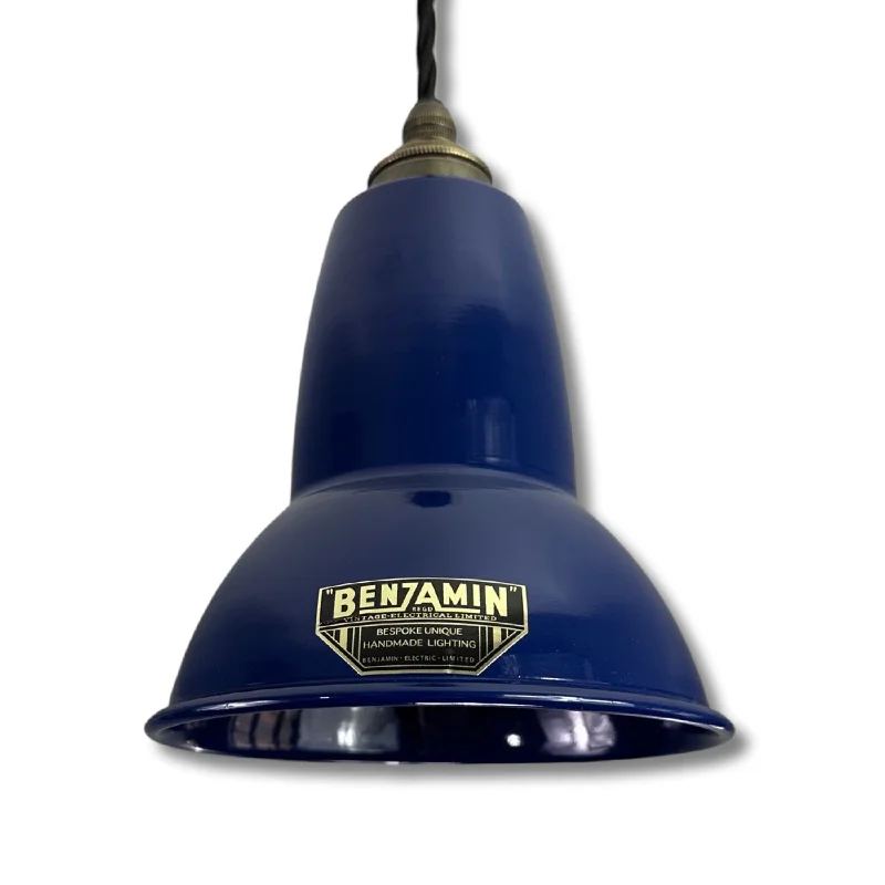 Industrial Ceiling - Mounted Lighting for Assembly PlantsAlby ~ Navy Blue Shade Pendant Set Light | Ceiling Dining Room | Kitchen Table | Vintage Edison Filament Bulb | 6 Inch