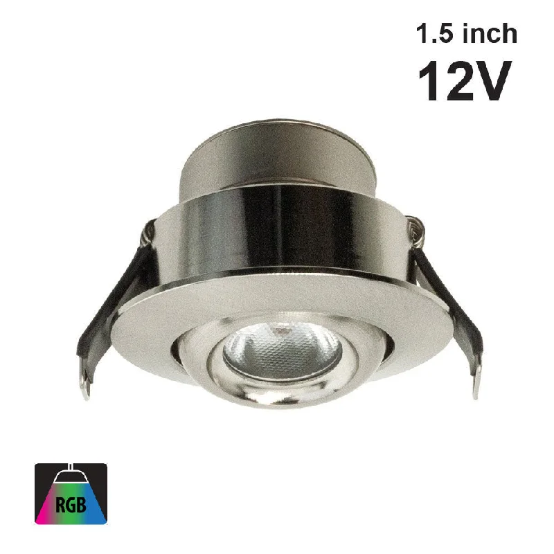 White track lighting for a clean lookRD24-3W-RGB-BN 1.5 inch Dimmable Round Downlights/ Ceiling Lights, 12V 3W Brushed Nickel