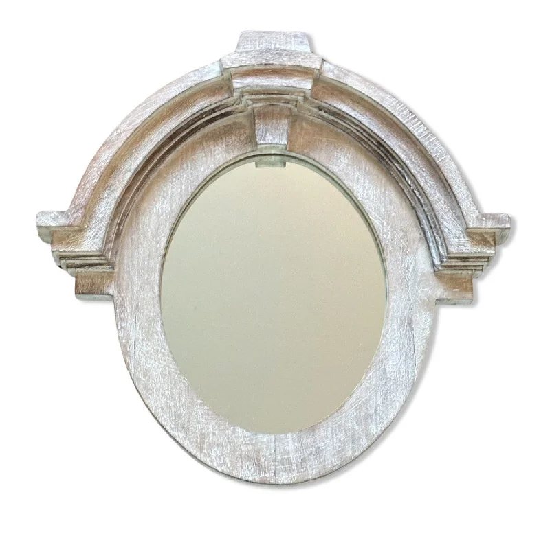 Corrosion - Resistant Industrial Lighting for Coastal FactoriesMansard Arched Oval Mirror White Washed | Solid Wooden | Mango Wood | Gift Idea