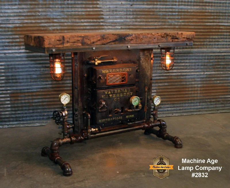 Explosion - Proof Industrial Lighting for Hazardous LocationsSteampunk Industrial Table / Pub, sofa console / Antique Furnace Door / Barnwood / Minneapolis / Table #2832 sold