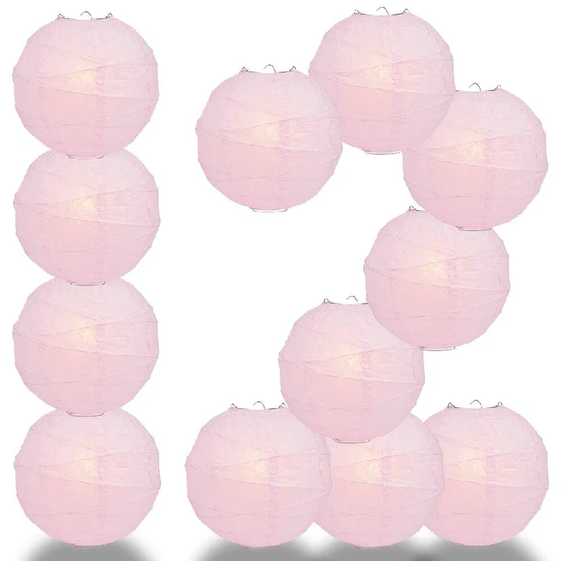 Long lifespan Edison light bulbsBULK PACK (12) 36" Pink Round Paper Lantern, Crisscross Ribbing, Chinese Hanging Wedding & Party Decoration