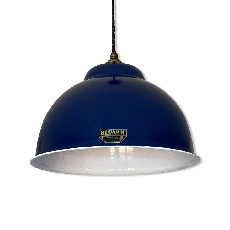 Dimmable Industrial Lighting for Ambiance ControlMorley XL ~ Navy Blue Solid Steel Shade Pendant Set Light ~ 13 Inch