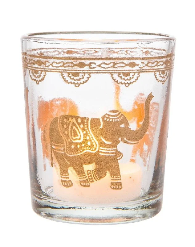 Oval shaped Edison light bulbsClear Kalyani Elephant Glass Candle Holder