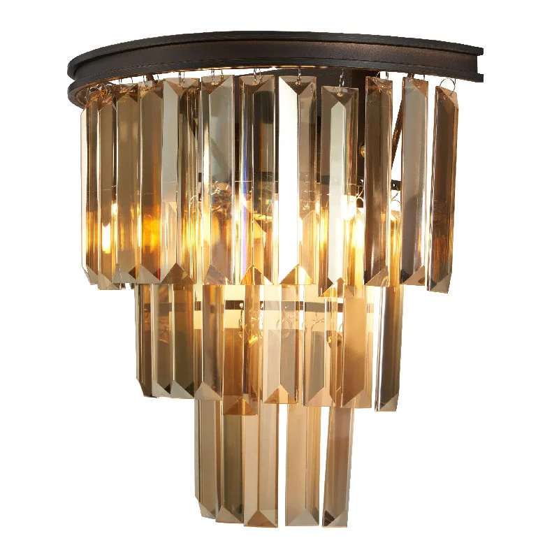 Track lighting for highlighting bookcasesSarno 3 Tier Crystal Wall Light Bronze