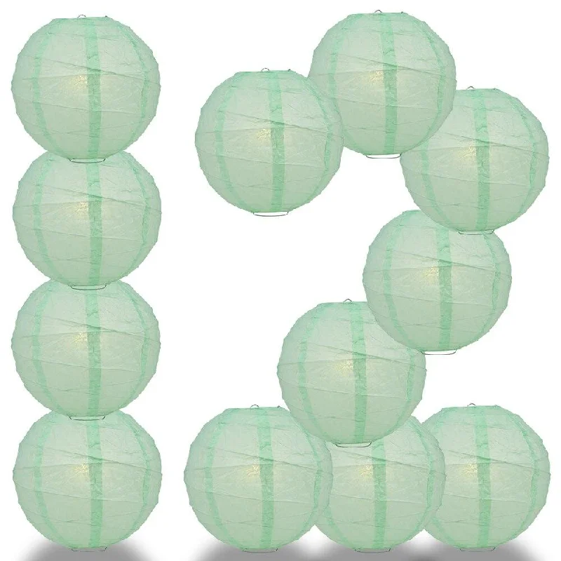 Soft white Edison light bulbsBULK PACK (12) 36" Cool Mint Green Round Paper Lantern, Crisscross Ribbing, Chinese Hanging Wedding & Party Decoration