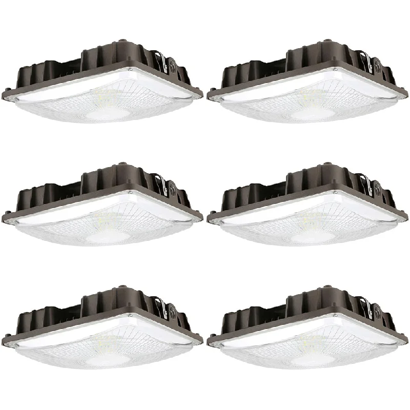 Industrial Lighting for Chemical Plants6 Pack Konlite LED Canopy Area Lights - 27W - 3,800 Lumens - 5000K- Non-Dimmable - 120-277V - 70W Equal